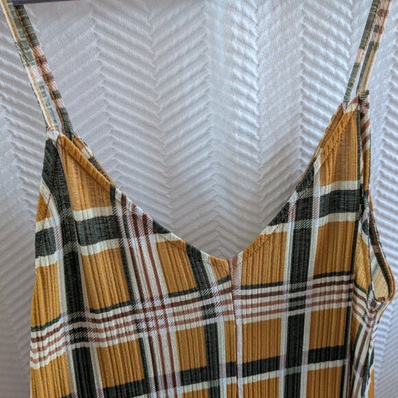 NWT Zara Circular Collection Plaid Wide Leg Jumpsuit Mustard Green Brown Size M - Picture 3 of 10